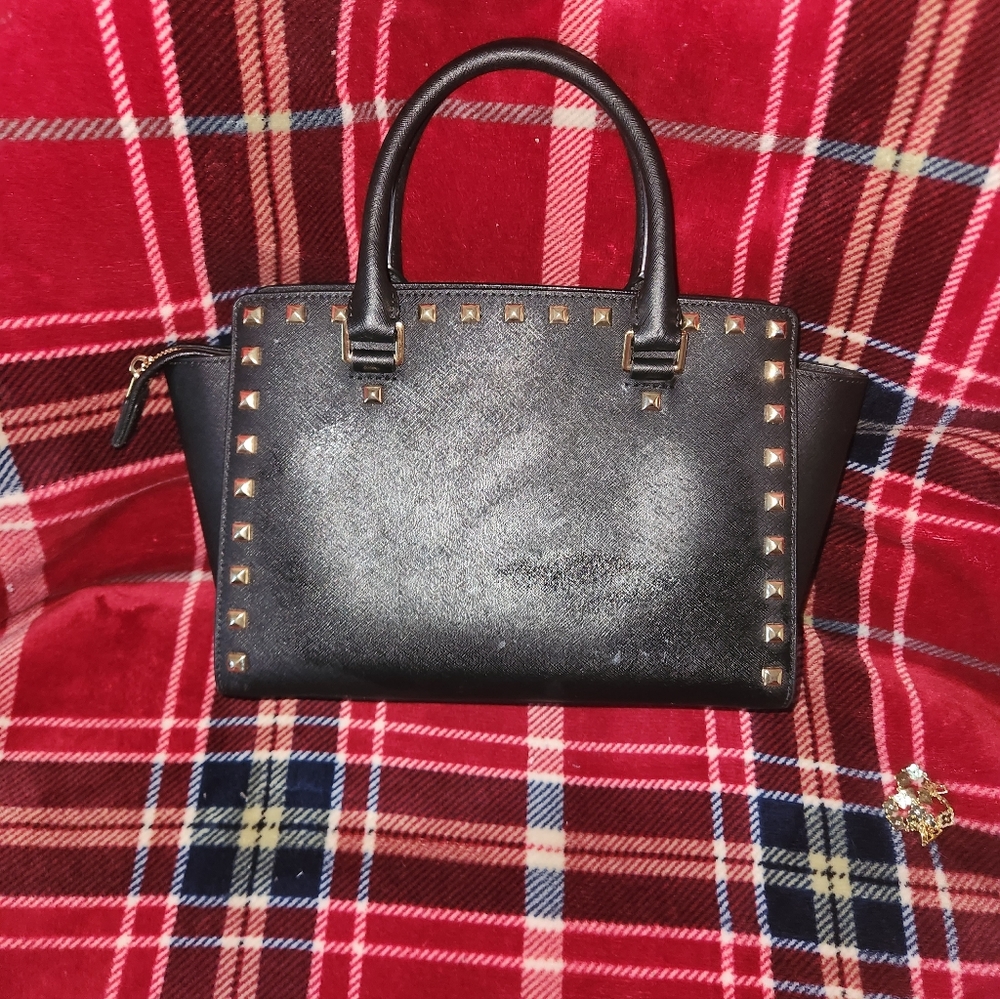 MICHAEL KORS Black Studded Satchel